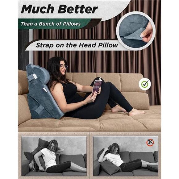 3pcs Orthopedic Bed Wedge Pillow Set, Post Surgery Memory Foam for Back - Picture 2 of 6